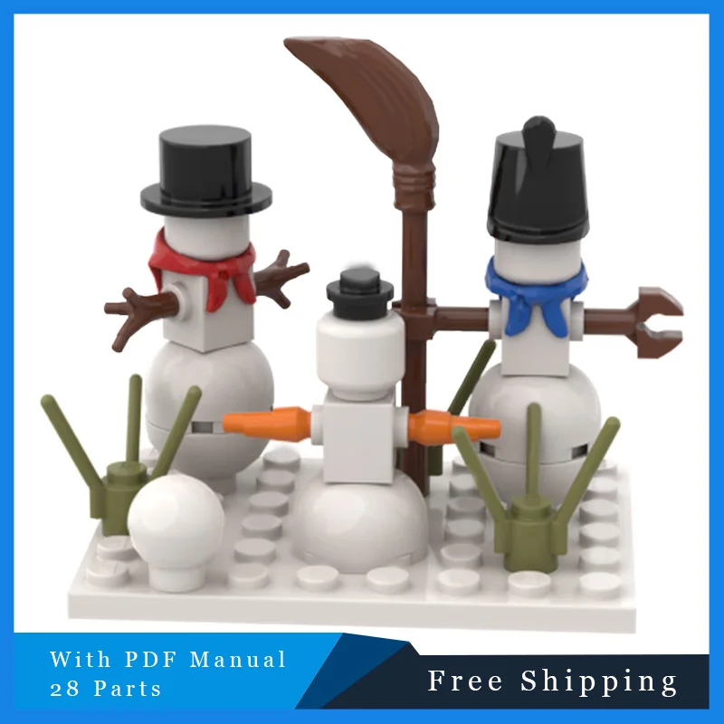 

28 деталей MOC, праздничная серия, строительные блоки, снеговик, семейная модель, набор детских развивающих игрушек «сделай сам», подарок на Рождество и день рождения