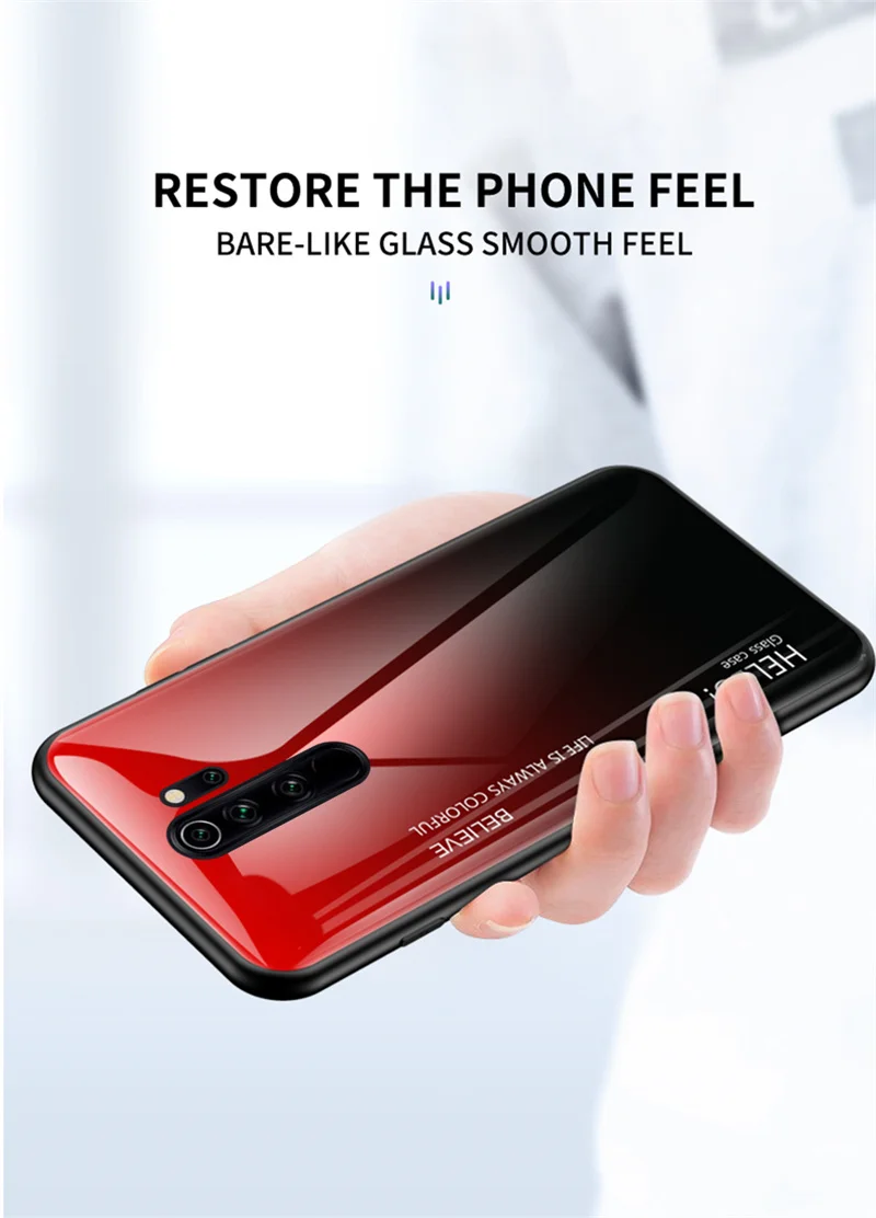 Redmi Note 8 Pro Case Colored Gradient Tempered Glass Back Cover Hard Case for Xiaomi Redmi Note 8 Pro 4G M1906G7I M1906G7G