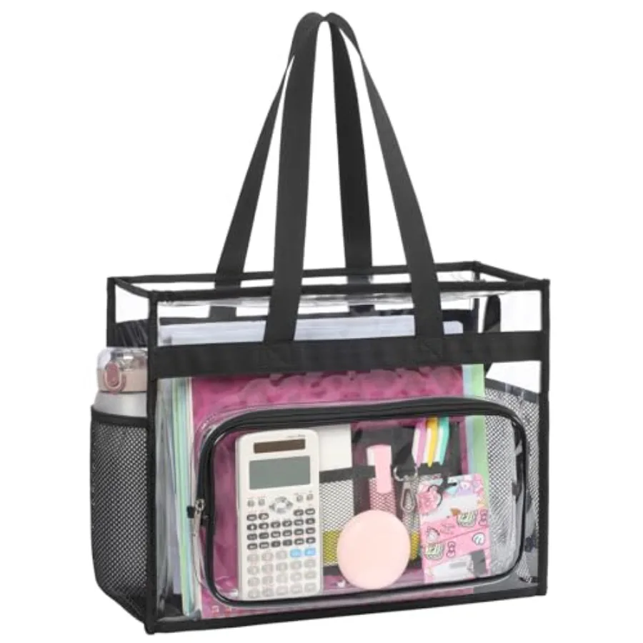 

PACKISM Clear Tote Bag for School - Large Heavy Duty Clear Bag for School, See Through PVC Transparent Tote Bags for Girls