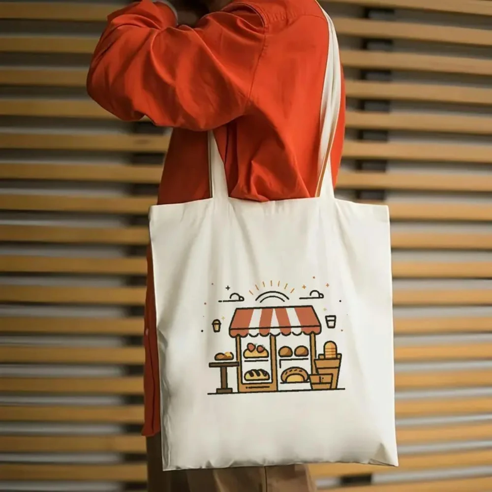 かわいいフライドポテトプリントのキャンバストートバッグ、再利 - Food Grocery Snacks のレビューと価格