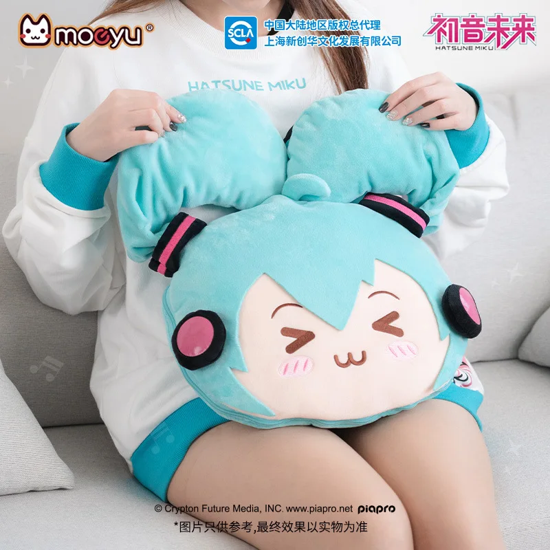 Moeyu Genuine 150x100CM Anime Hatsune Miku kawaii Figure flannel Multi functional pillow sleeping blanket girls christmas gifts