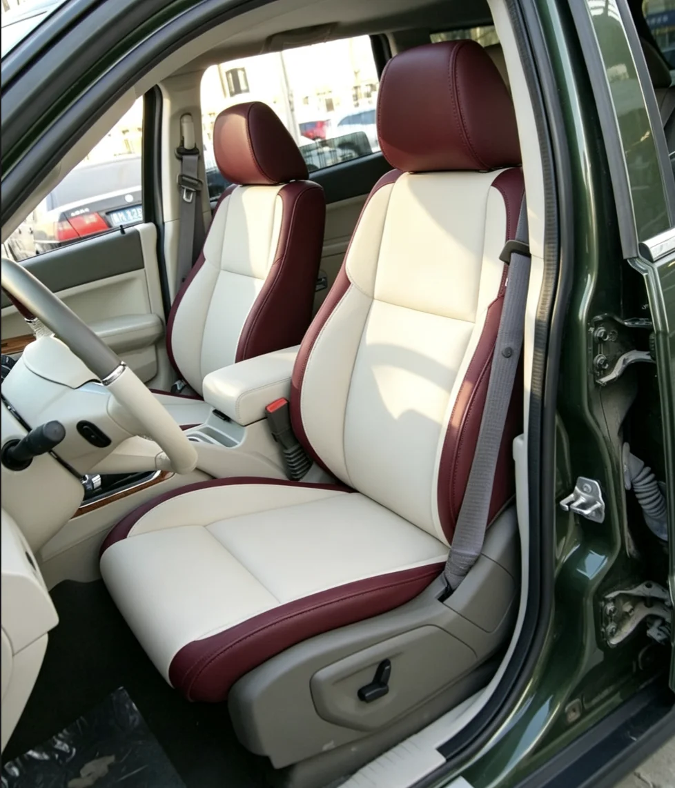Für Jeep Grand Cherokee 2007~2010 Maßgefertigte Autositzbezüge Luxuriöses Nappaleder 100% Passgenau Innenausstattung 360 ° Vollständige Abdeckung – Detail 10