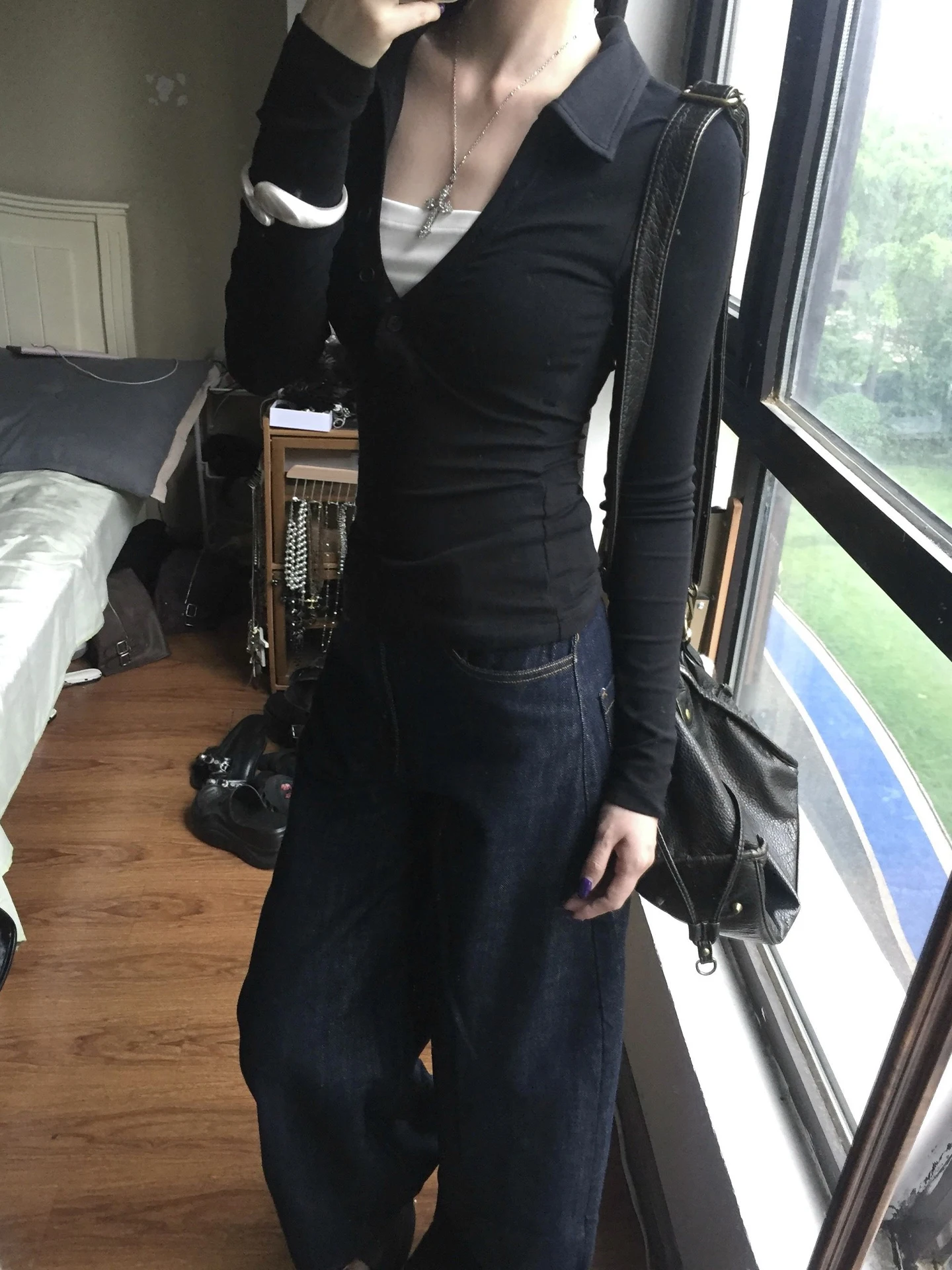 Genayooa American Retro Fake Two Pieces Tops Long Sleeve Skinny Y2k Japanese T-shirt Women Autumn 2000s Grunge Tops Tee E-girls