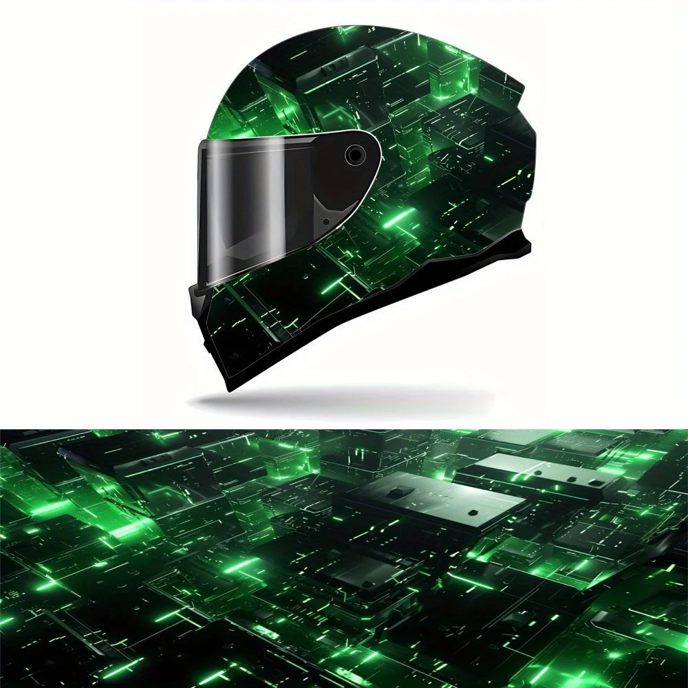 

Green shadow shrouds the cyberpunk theme sticker pattern, vinyl motorcycle helmet sticker pattern sticker, vinyl sticker pattern