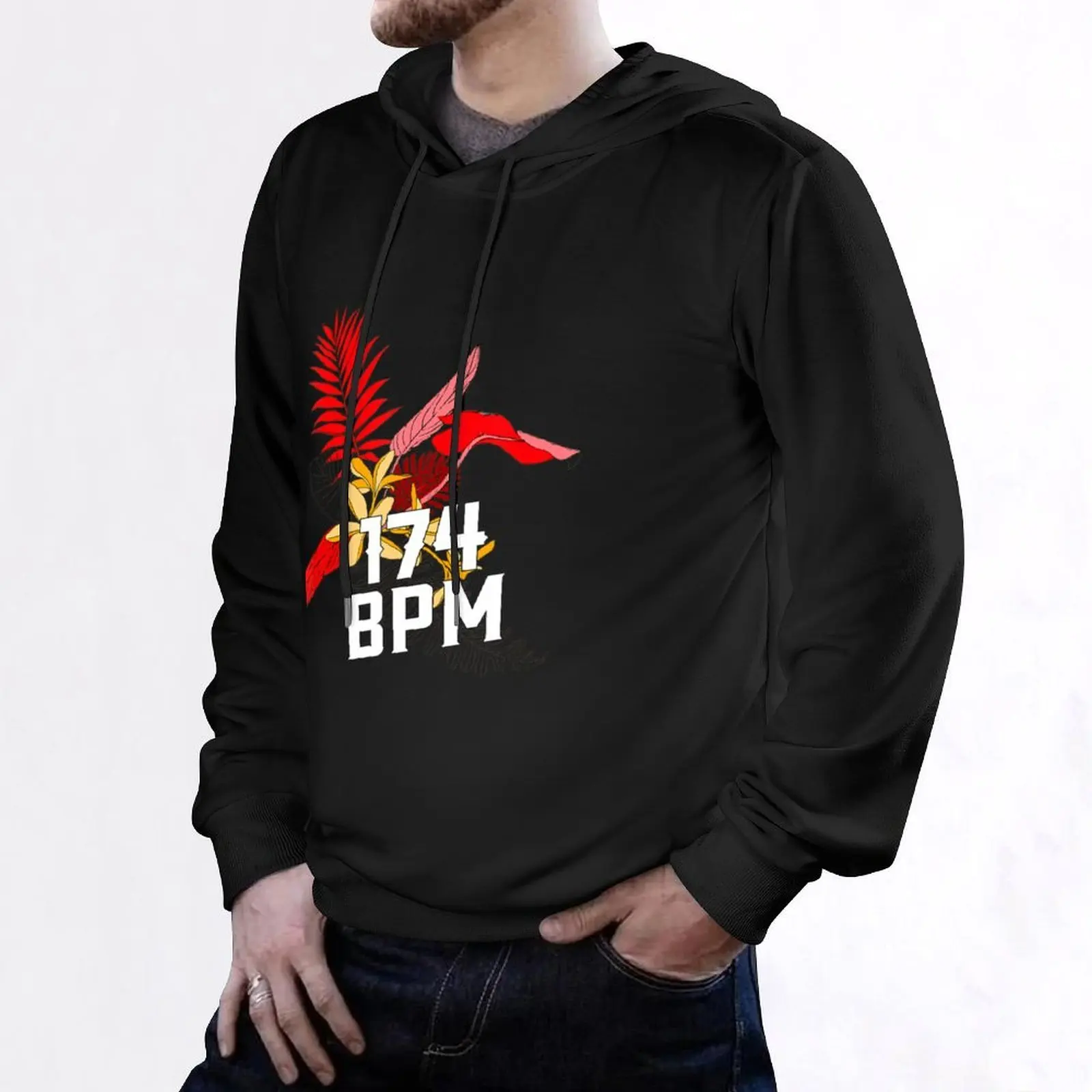 174 BPM DnB الموسيقى Junglist الاستوائية زهرة طبل N باس تي شيرت هوديي الرجال قميص العرق بلوزة رجالي هوديي