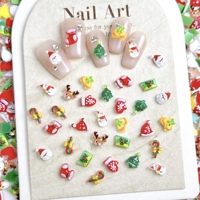 30PCS Cartoon Creative Snowflake Gloves Elk Nail Charms Translucent Santa Claus Christmas Series Resin Nail Art Decoration DIY