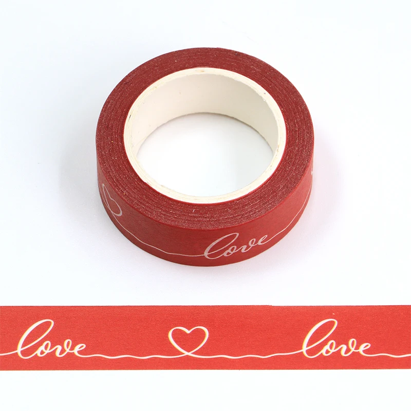 2022 New 1PC 15mm*10m Decorative Valentine Red Love and Heart Washi Tape Scrapbooking Masking Tape Office mask washi tape