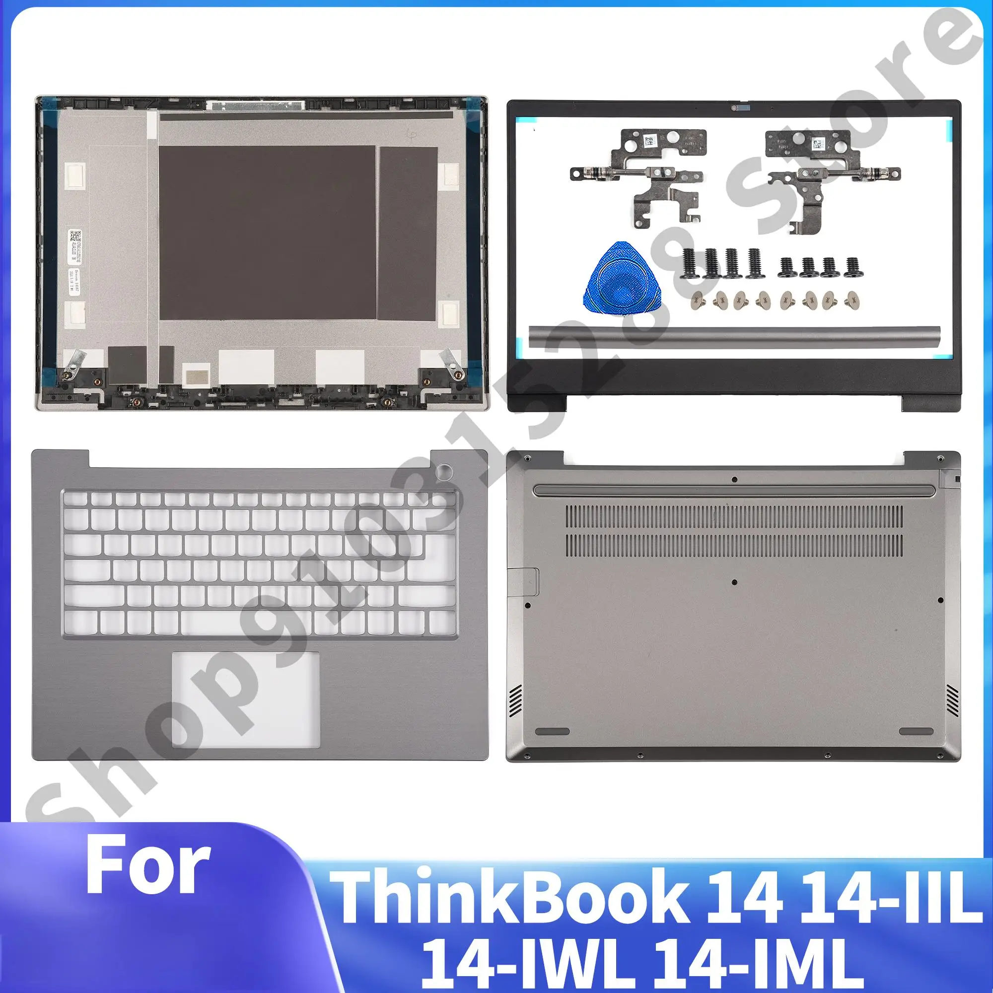 

New Top Case For ThinkBook 14 14-IIL 14-IWL 14-IML LCD Back Cover/Front Bezel/Palmrest Hinges/Bottom Case Silver&Gray