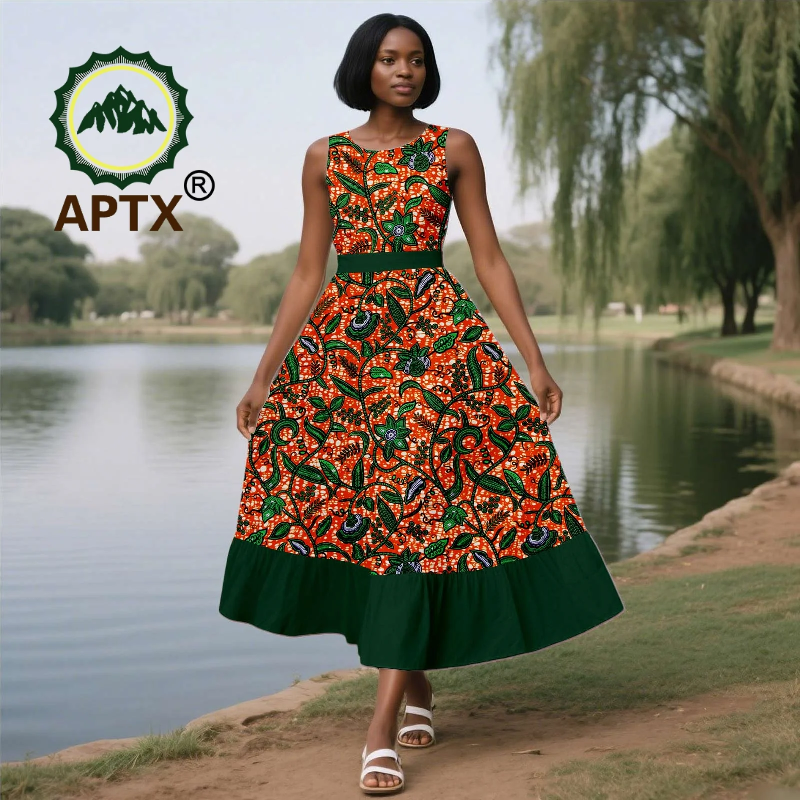 African Dress for Women Ankara Print O-Neck Sleeveless Ankle-Length Patchwork Dress Dashiki Elegant fashion Casual Party Dress