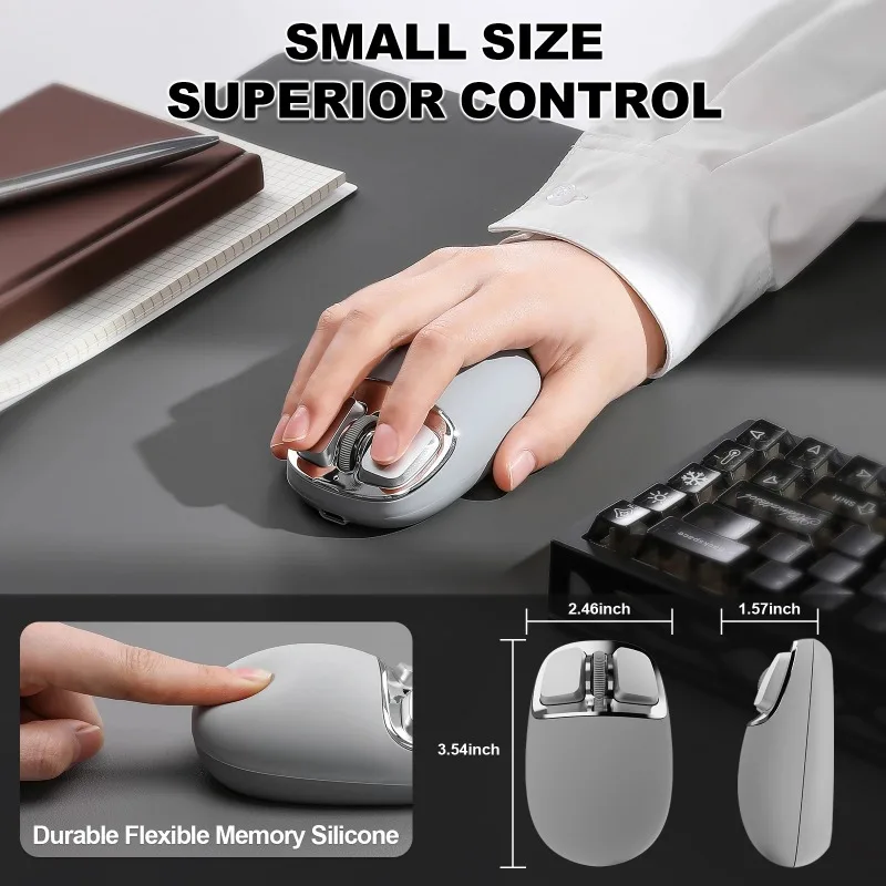 

YUNZII C1 Wireless Mouse 6 Levels DPI Optical Tracking Silicone Customize Tri-Mode 2.4G/USB-C/ Bluetooth Gaming Mice for Work