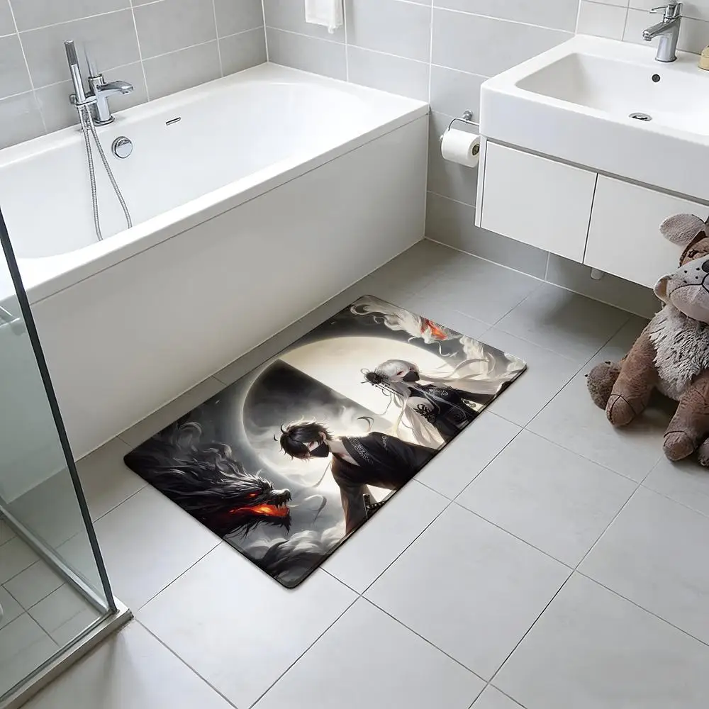 ANIME D-Devils and R-Realist Floor Mat Absorbent Floor Mat Non-Slip Entrance Rug for Bathrooms Restrooms and Toilets