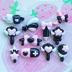 20-50Pcs Mini Black Pink Resin Accessories Fashion Hairpin Earrings Ornaments Patch Girl DIY Jewelry Handmade Charm Materials