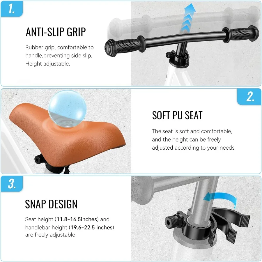 دراجة توازن للأطفال بعمر سنتين بدون دواسة ألعاب دراجة لعمر 2-5 سنوات تعديل خالي من الأدوات لوحة مخصصة مع ملصقات هدية