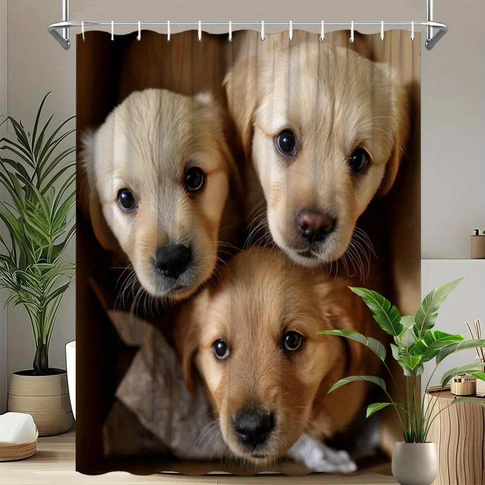 

Золотой ретривер для щенка, занавеска для душа, моющаяся грязеотталкивающая насадка для душа, водонепроницаемая полиэстеровая занавеска для ванны для домашнего декора