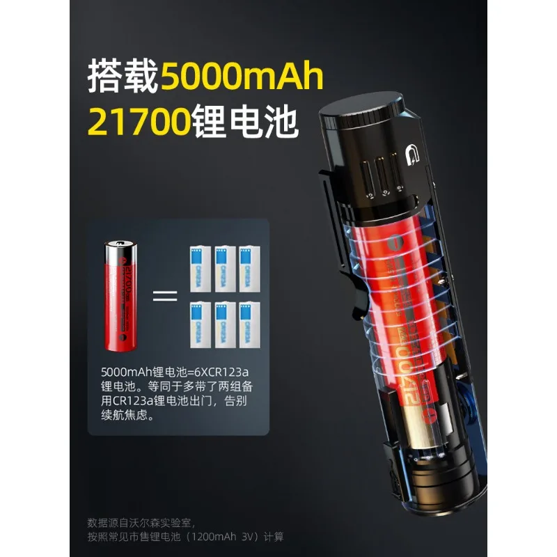 Multifunctional flashlight, strong light charging, super bright outdoor small portable lighting, concentrating magnetic work