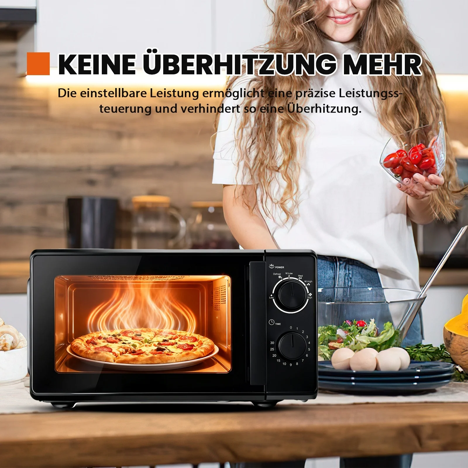 فرن ميكروويف مدمج 20 لتر، وظيفة شواء الميكروويف، 700 وات، 5 مستويات طاقة، 3 برامج مجمعة، برنامج إزالة الجليد، مقبض دوار، مؤقت، سهل التنظيف، للاستخدام في الخزفيات والدجاج والبيتزا وما إلى ذلك