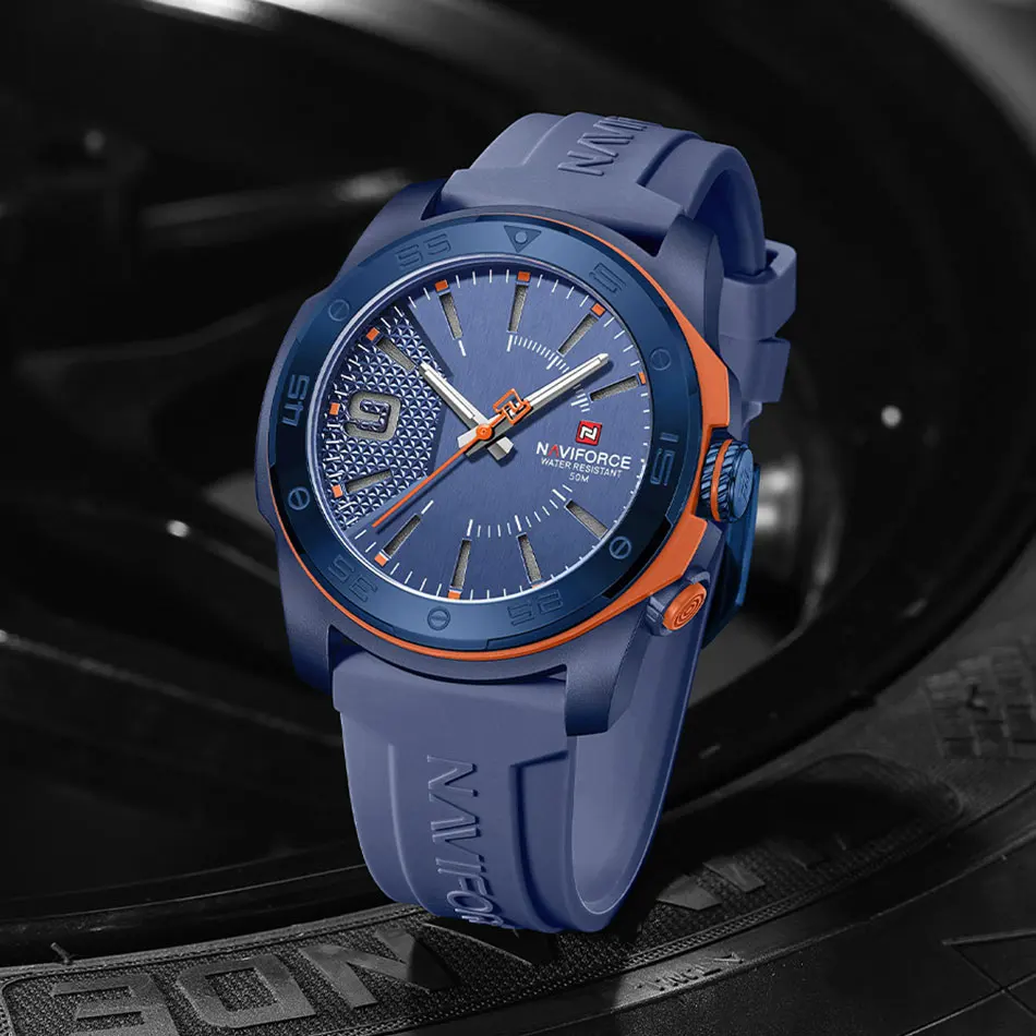 Naviforce clássico simples relógio pulseira de silicone quartzo relógio de pulso marca luminosa à prova dwaterproof água mãos relógios relogio masculino