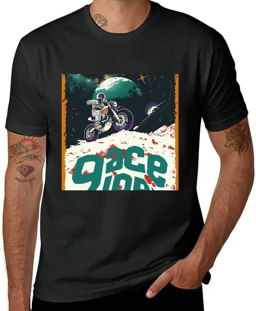 Space Art Poster Summer Short Sleeve T-Shirt for Men Black