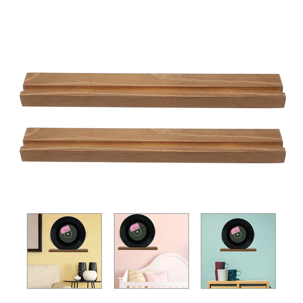 1Set Wood Vinyl Record Display Racks Stylish Modern Record Storage Holder Wall Shelf for Vinyl Magazines Cds Living Room