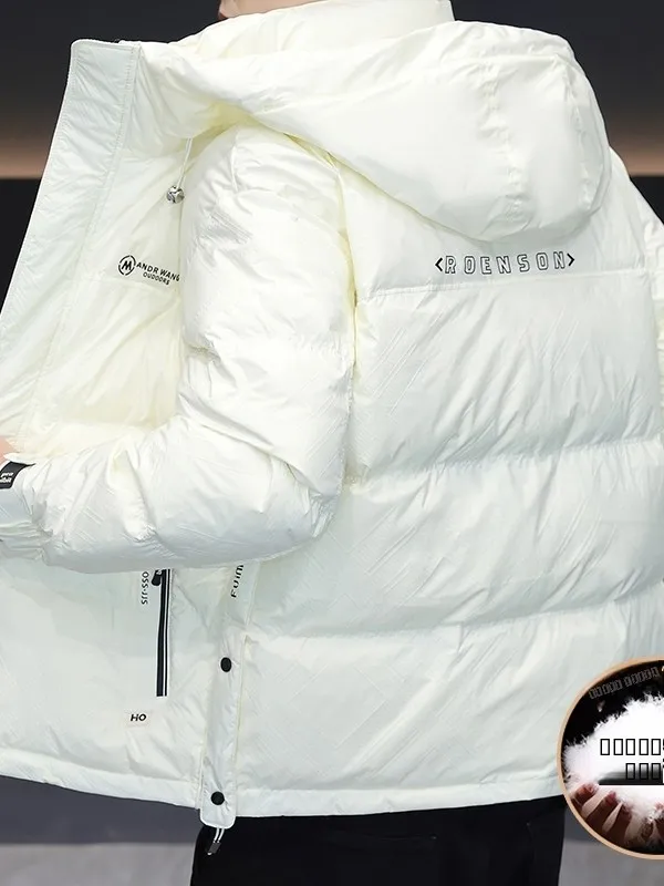 

Новая зимняя мужская куртка-пуховик из полиэстера, теплая, прочная, повседневная, белая