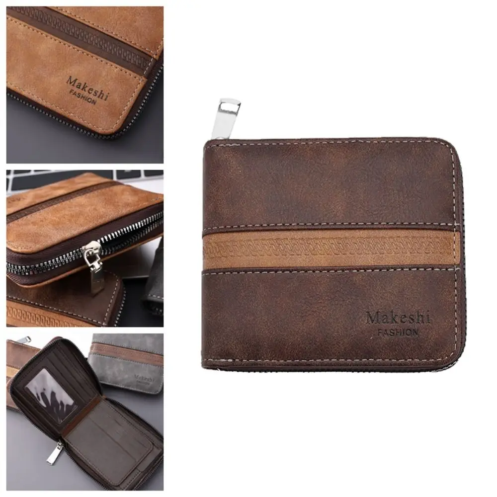 

Gift Vintage Mini Coin Purse Zipper Large Capacity Credit Card Case Portable Square Men's Coin Wallet Business