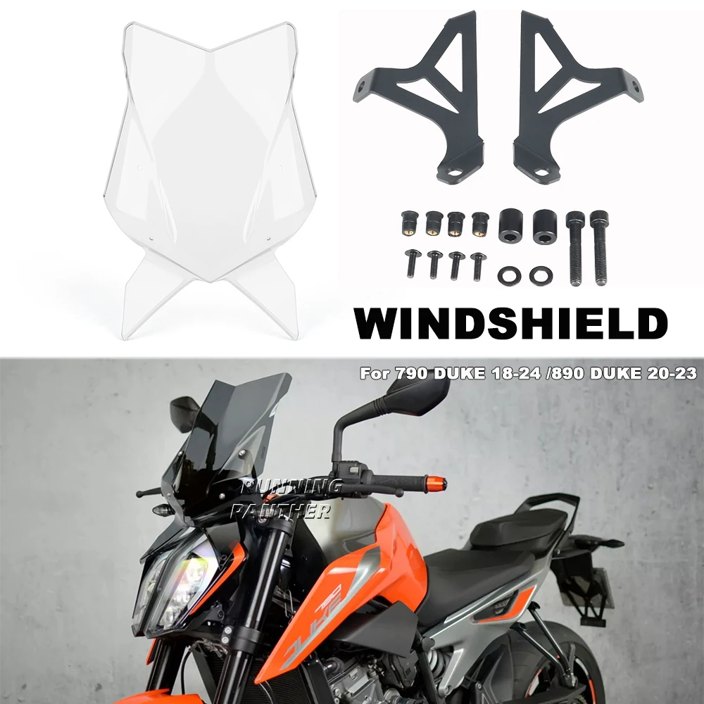 

Motorcycle windshield windshield plate, and deflector are suitable for 790 2018-2024 890 2020-2023 3-color PC material