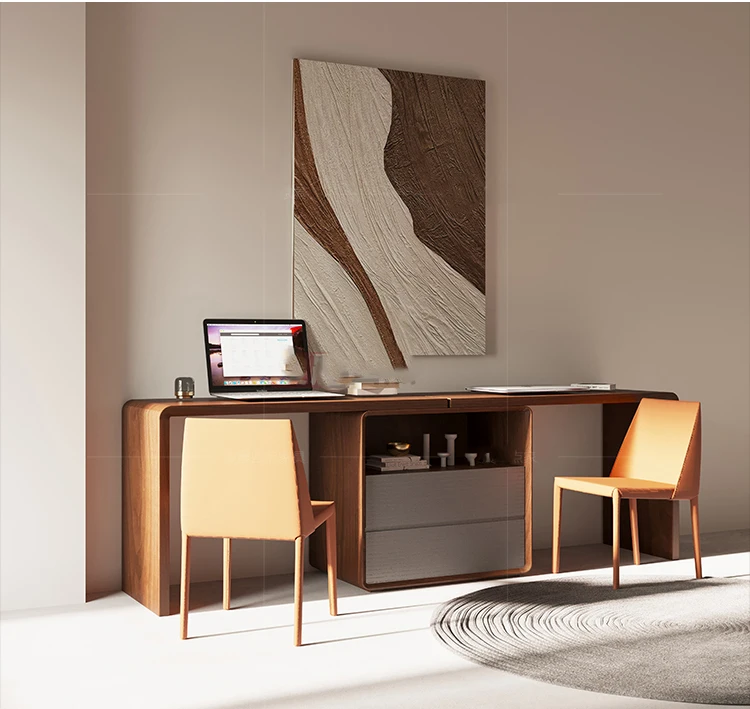 ！@2-Person Wood Computer Writing Desk Space-Saving Office Furniture for Home Office & Workstation