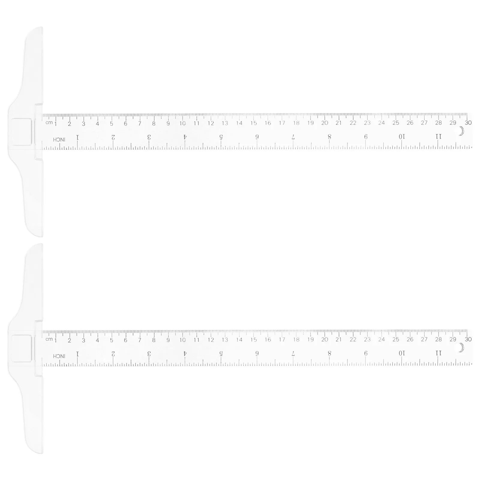 2Pcs 30Cm T Shape Ruler Double Side Scale Plastic Measuring Ruler for Office School Home Use Drafting Layout Woodworking