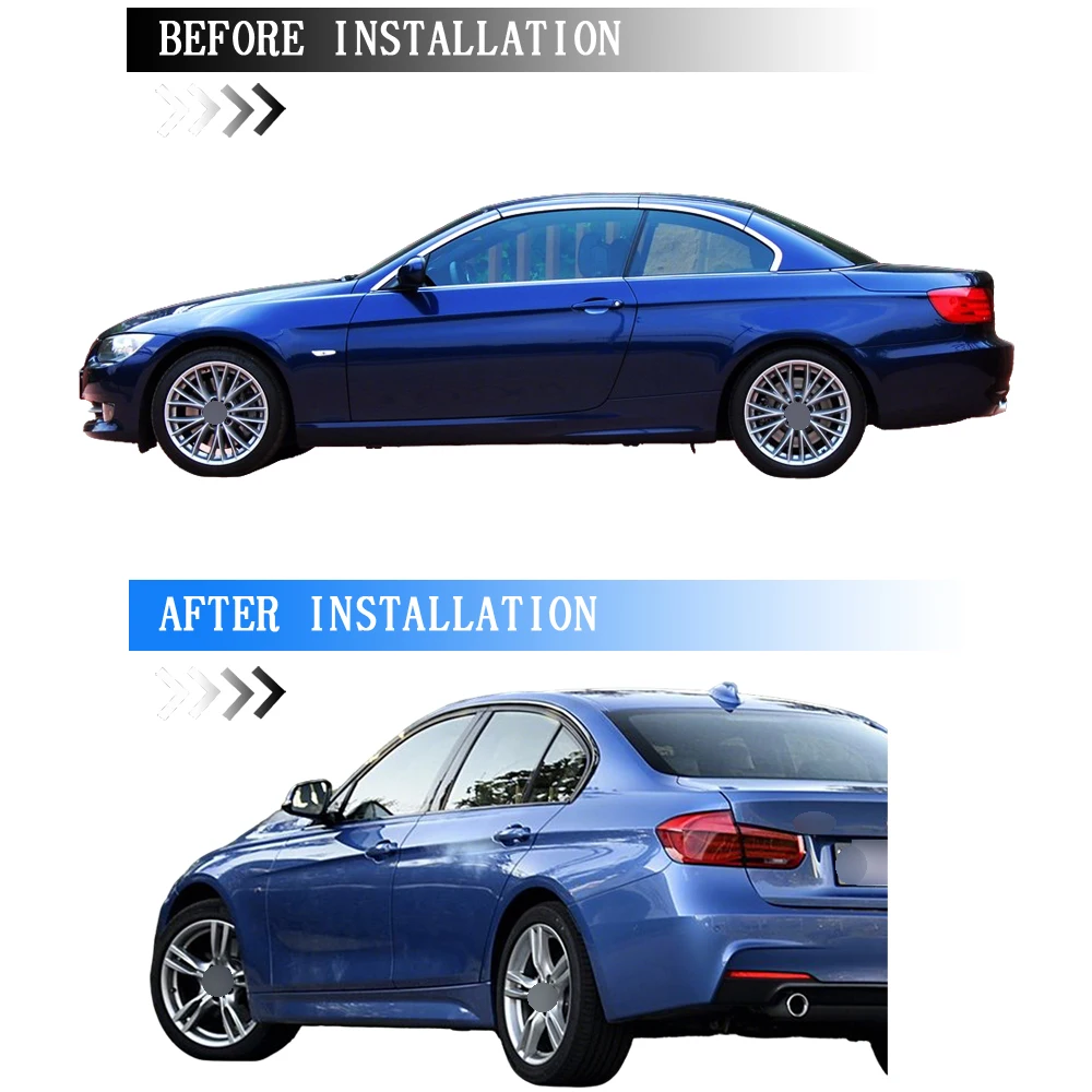 Glossy Black Chrome Delete Sticker for BMW 3 Series F30 2013-2019 Car Window Exterior Trimy