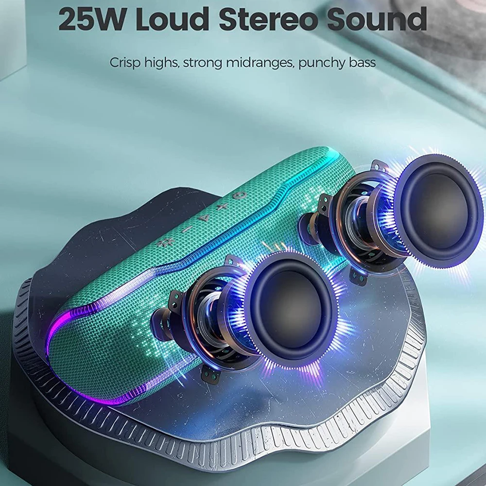 WISETIGER 25W Outdoor Bluetooth Speaker IPX7 Waterproof Subwoofer Speaker Loudspeaker Stereo Surround Speaker TWS Dual Pairing