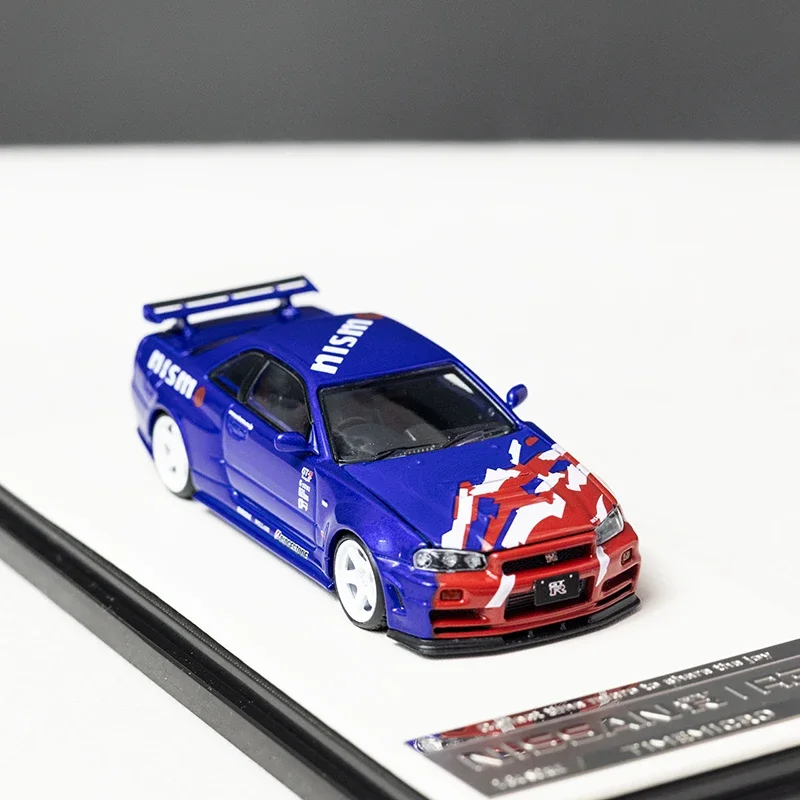 TM 1/64 Nissan GTR R34 Игрушечный автомобиль из сплава, литая под давлением металлическая модель, подарки