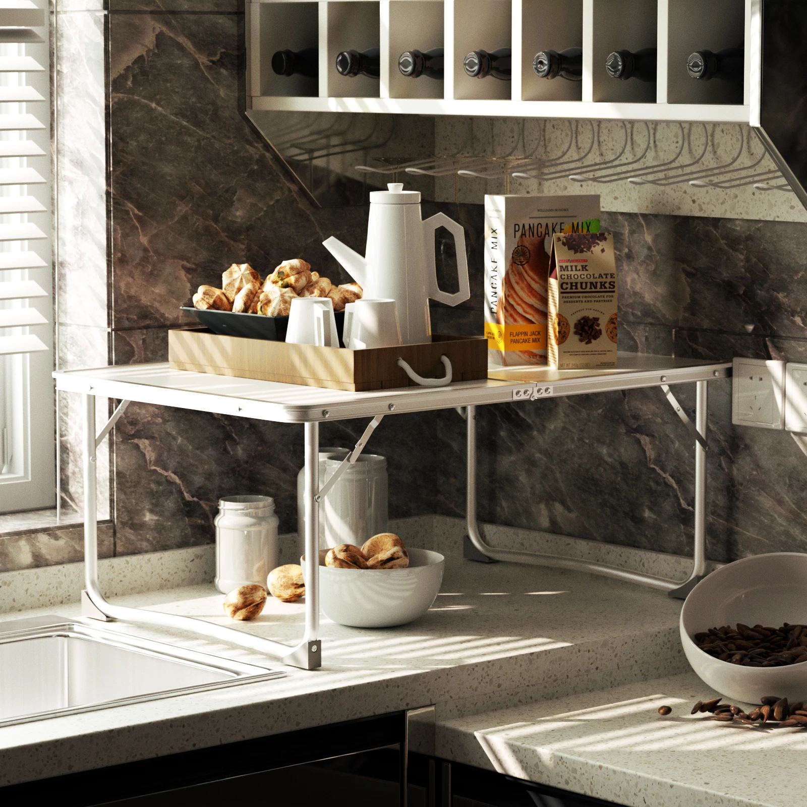 Kleiner klappbarer Picknick-Camping-Tisch, leichter faltbarer Garten-Hinterhof aus Aluminium, tragbarer Grill tisch, 60x40x26cm Tisch