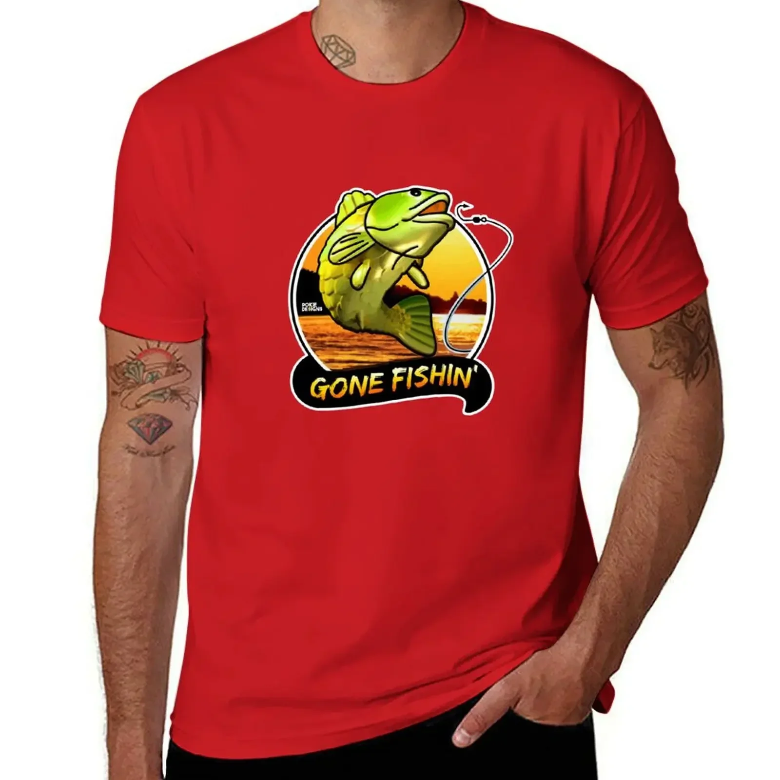 GONE FISHINN' BIG BASS BONANZA Design - Pokie Designs T-shirt Short sleeve tee tees cute tops anime men graphic t shirts