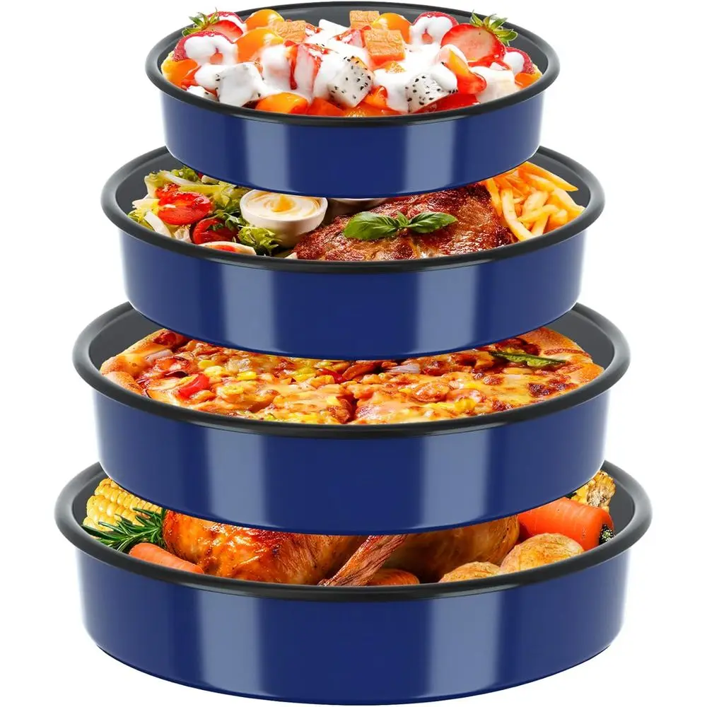 

Enamel Non-Stick Bakeware Set, 4-Piece, 9-14 Inch, Round Roasting Pans for Baking, Oven and Dishwasher Safe