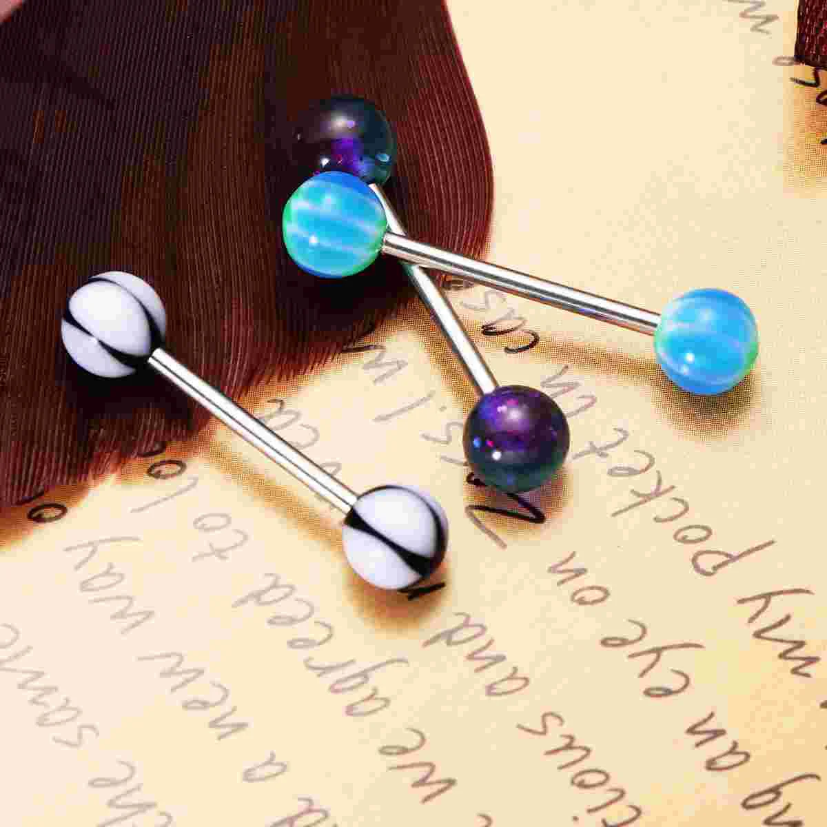 Tongue Bar Piercing Jewellery Stud Tounge Balls Ring Girls Women Body Kit Metal