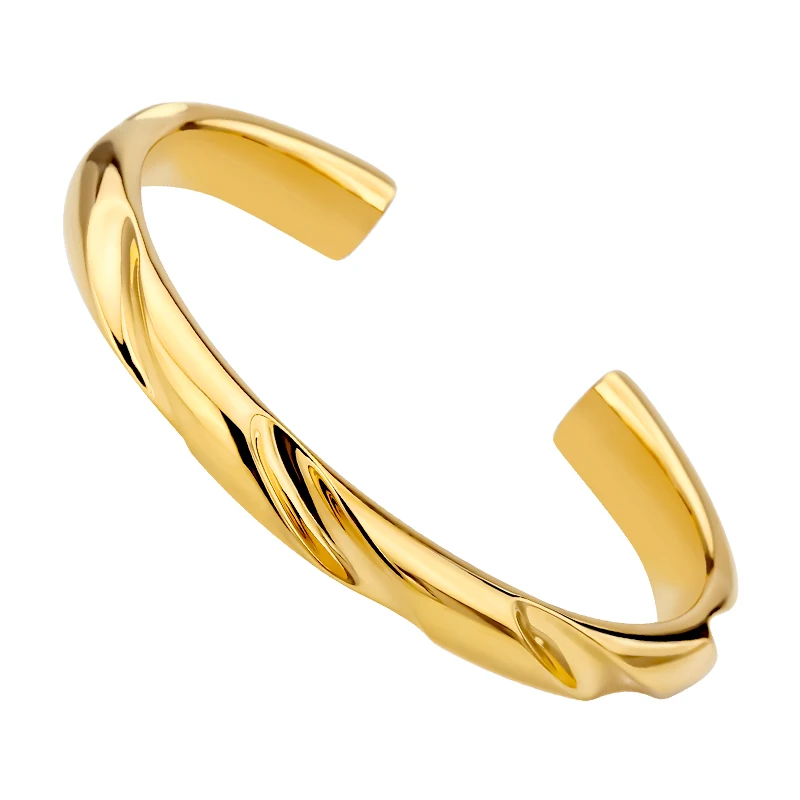 VAROLE Contorted Groove Bracelet For Women PVD 18K Gold Color Bangles Fashion Jewelry Friends Gifts Pulseras