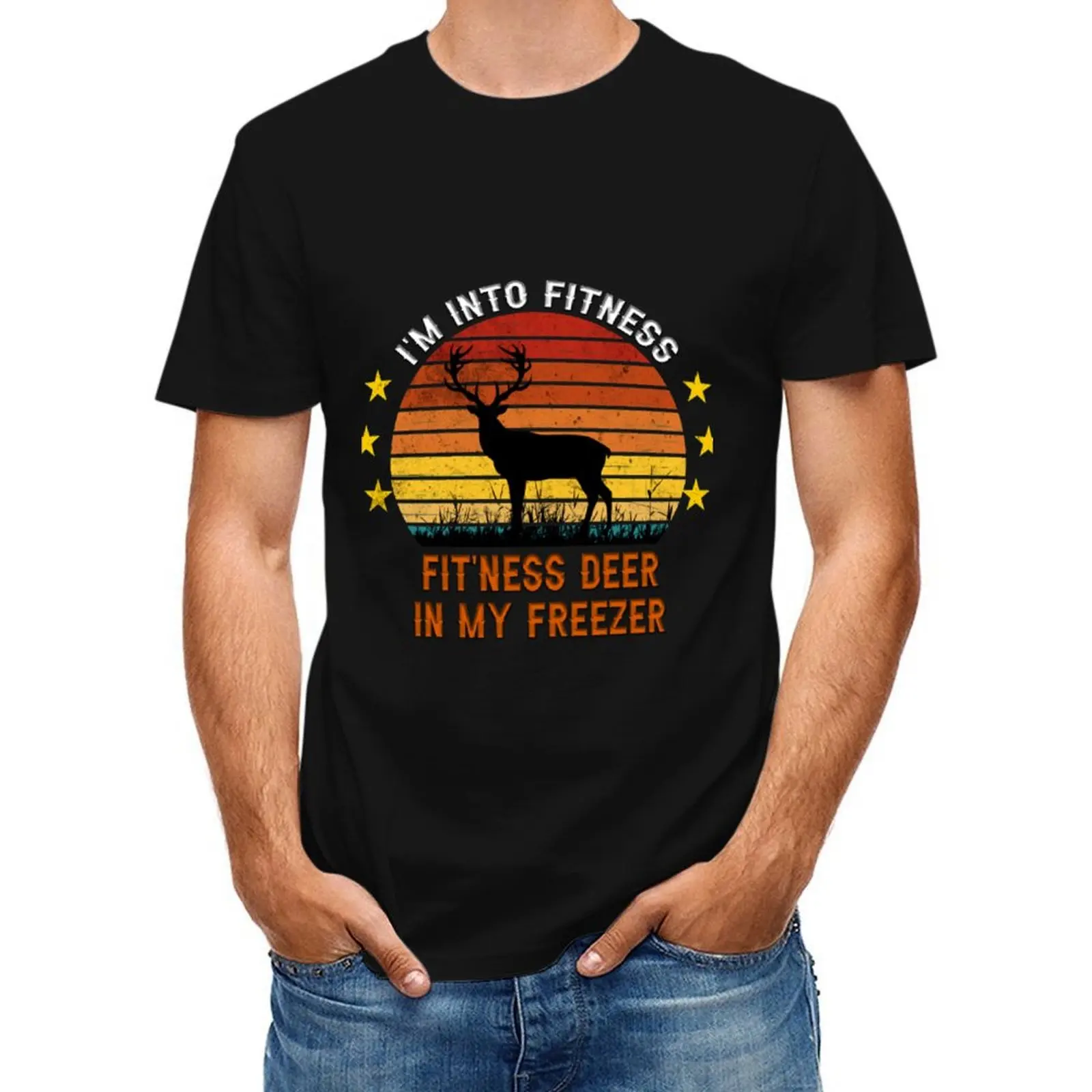

I'm Into Fitness Fit'ness Deer In My Freezer Funny Huntingi'm Into Fitness Fi T-Shirt vintage anime hippie clothes men t shirts