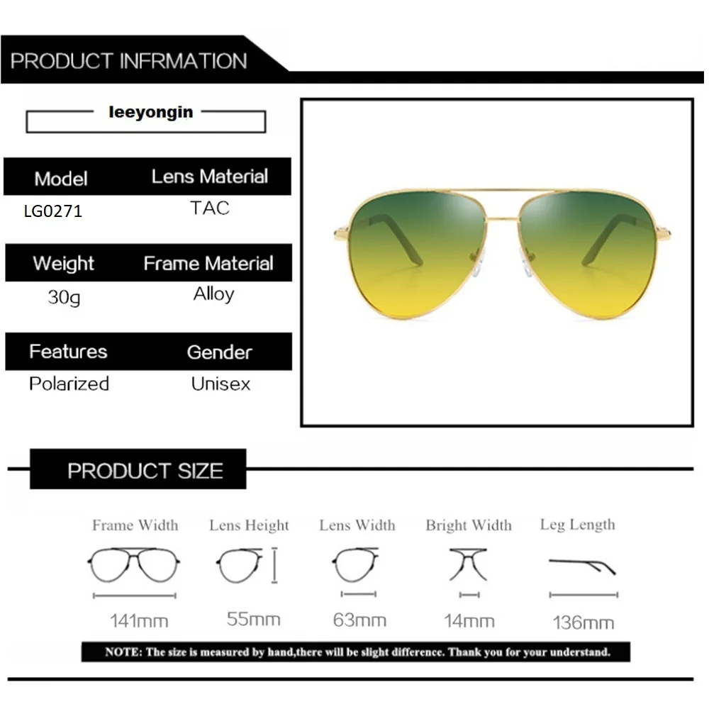 Day Night Sunglasses Polarized Night Vision Driving Sun Glasses Anti Glare Yellow Tinted UV Eye Protection Aviators Sunglasses