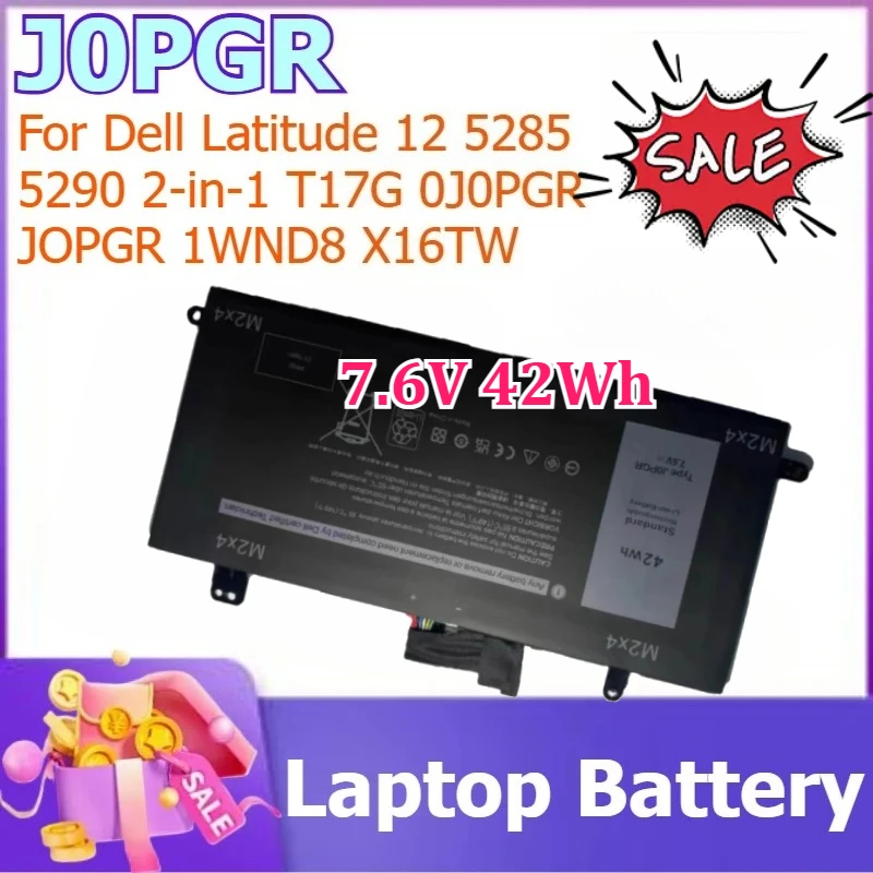 

J0PGR 7.6V 42Wh Laptop Battery Replacement for Dell Latitude 12 5285 5290 2-in-1 T17G 0X16TW 0FTH6F 0J0PGR JOPGR 1WND8 X16TW
