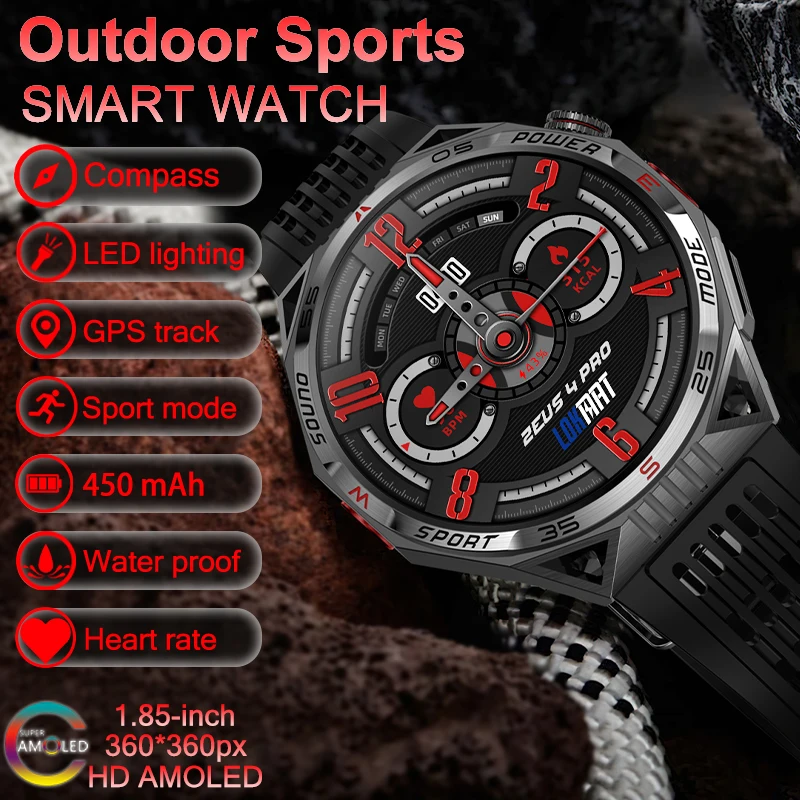 

2024New For HUAWEI Xiaomi Outdoor Sport Smart Watch Men GPS Fitness Compass LED Flashlight IP68 Waterproof BT5.0 Call Smartwatch