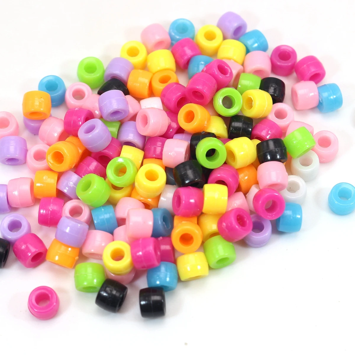 500 Acrylic Barrel Pony Beads 6X5mm Various Colour for Kids Craft Kandi Bracelet