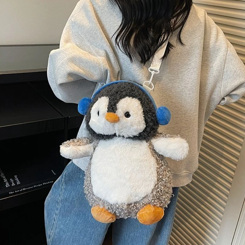 لطيف أنيمي سماعات البطريق أفخم حقائب الظهر Kawaii الكرتون الحيوان فتاة حقائب كروسبودي مضحك بلوشي المدرسية للنساء هدية