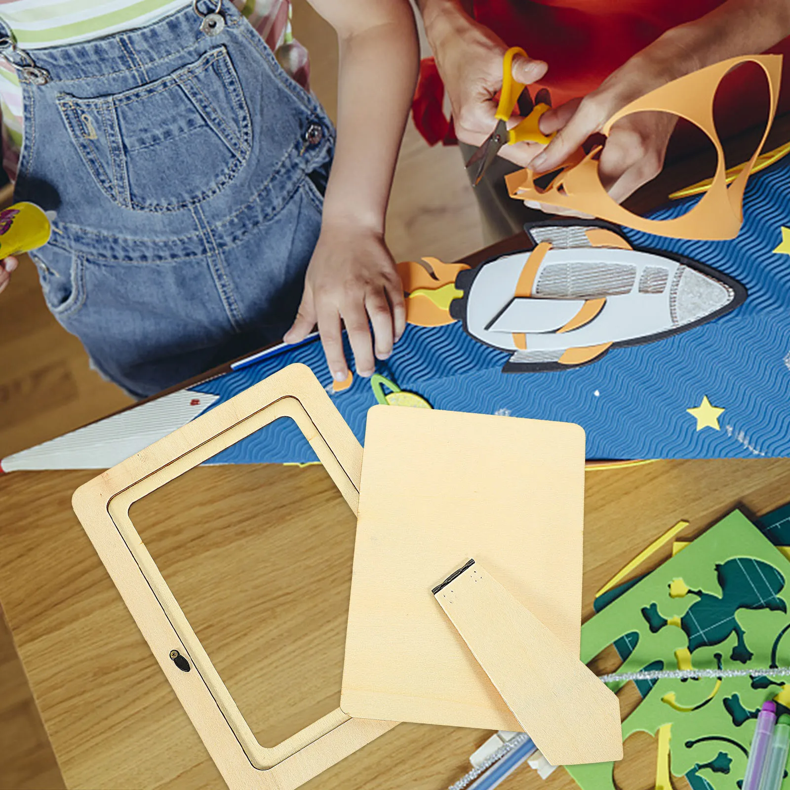 6Pcs DIY Photo Frame Materials Wooden Unfinished Kit for Handmade Decoration Clay Frame Mold Educational Craft Activity Set