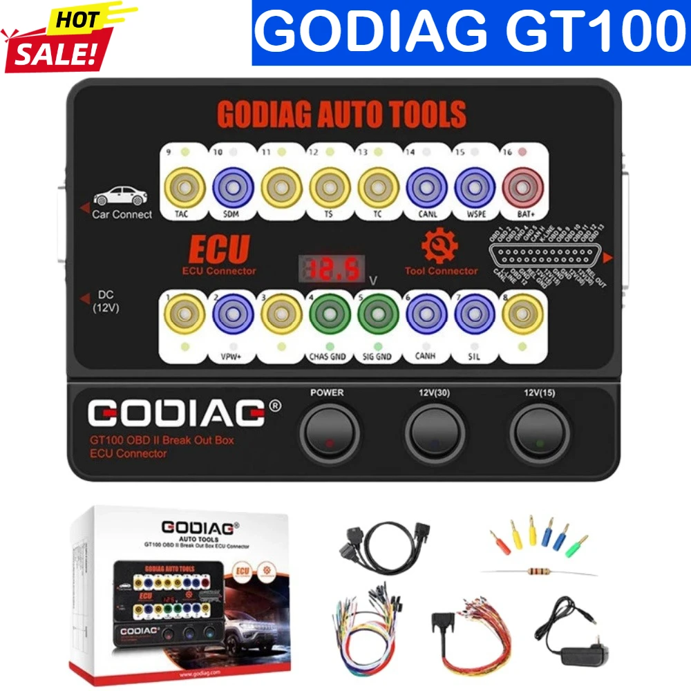 

GODIAG GT100 AUTO Diagnostic Tool OBDII Break Out Box ECU Connector Work with Xhose VVDI2/AUTEL IM608/CGDI Prog/ Lonsdor K518ISE