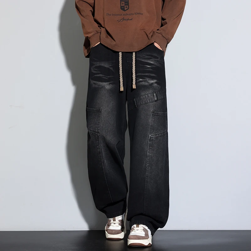 

New Workwear Jeans Men's Versatile Large-sized Long Pants Fashionable Loose Straight-leg Wide-leg Pants Men's Casual Long Pants