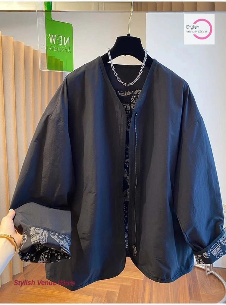 Spring and autumn short long-sleeved windbreaker jacket female French style plus size loose simple versatile high-grade top