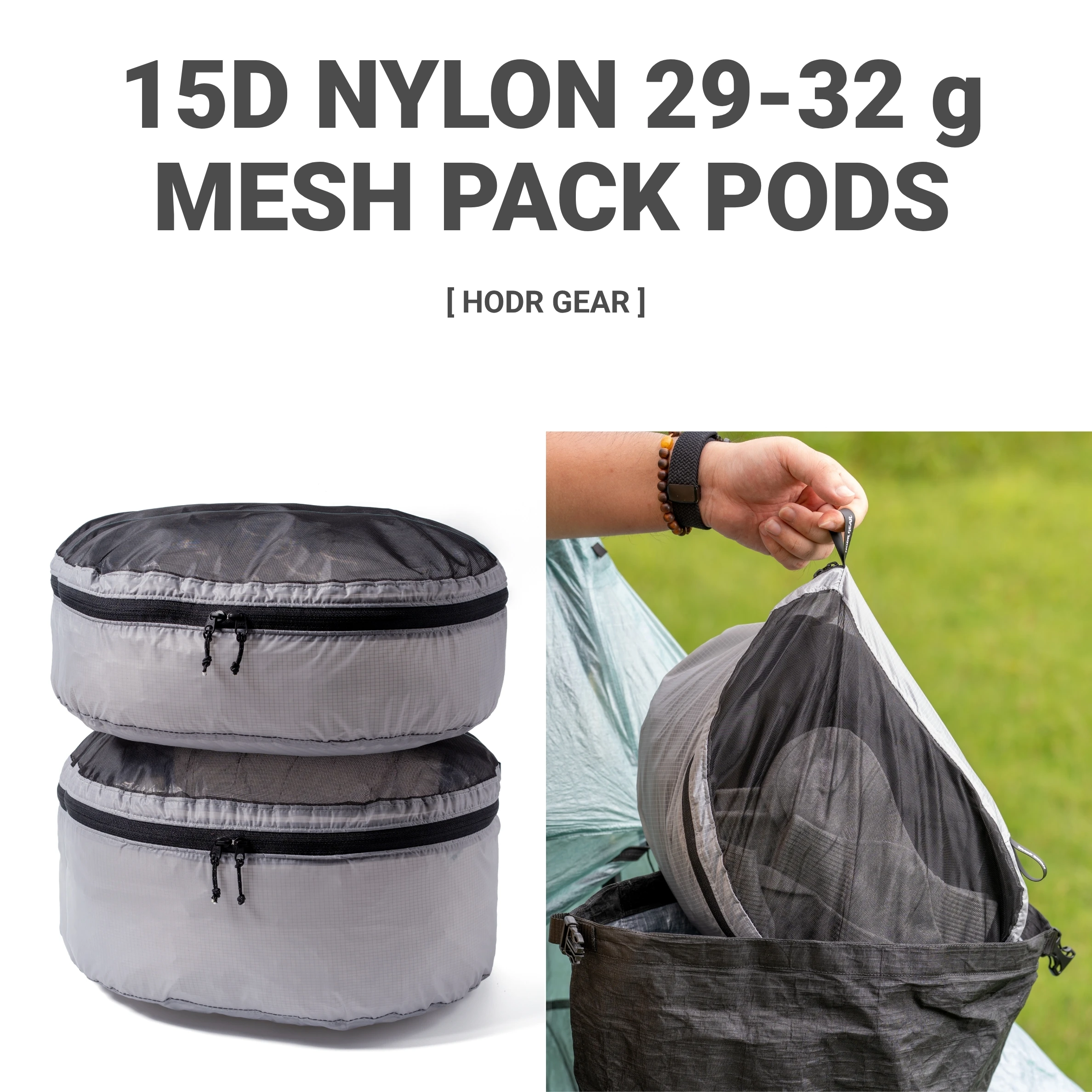 [HODRGEAR] Mesh Pack Pod Rucksack-Organizer mit Sichtbarer Netzoberseite Enthält Polycro Rucksack-Innenauskleidung für Ultraleichte Packungsorganisation
