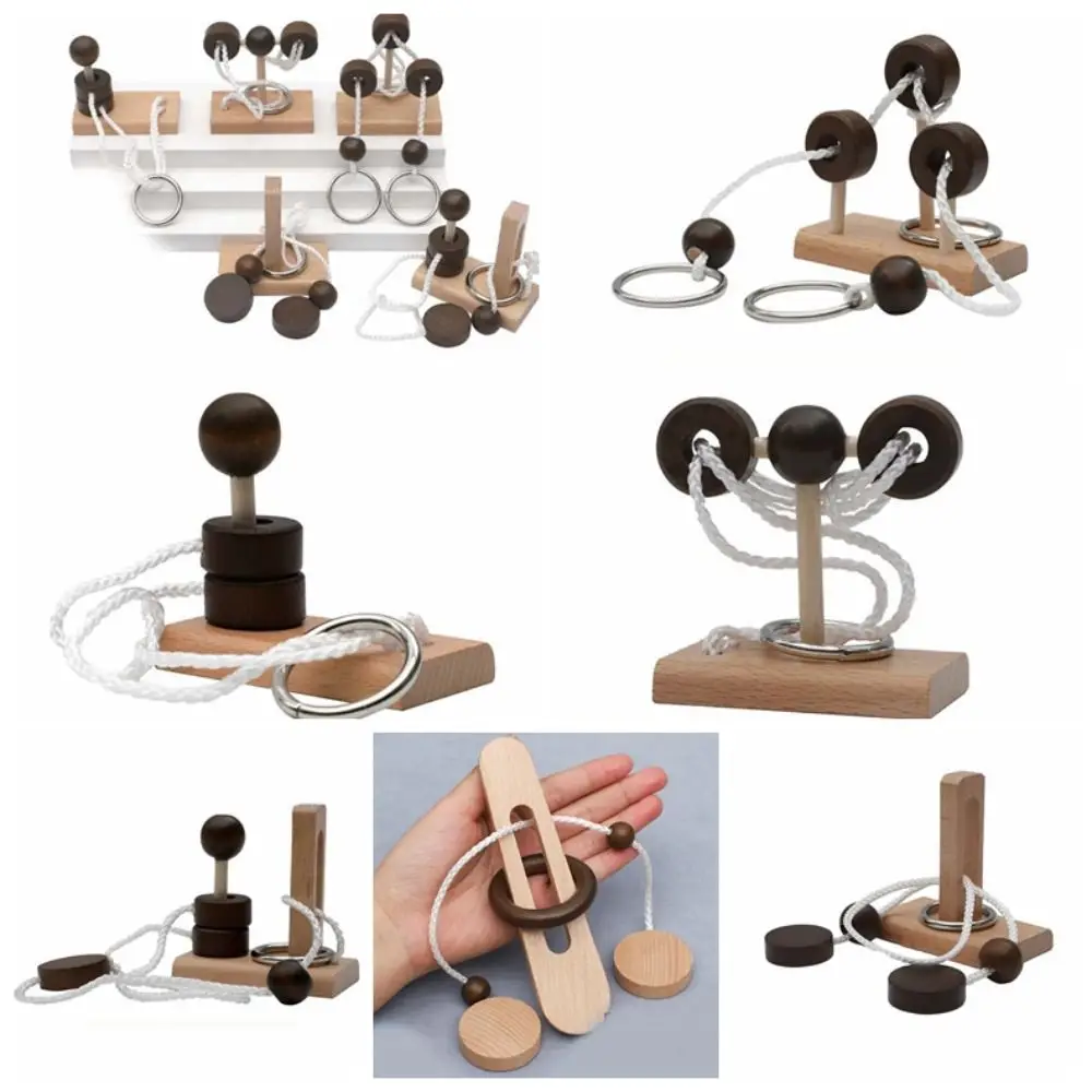 Kreative 3D Threading Rope Loop Puzzle Brain Teaser Holz Montessori Intelligente IQ Spiel Geschenke