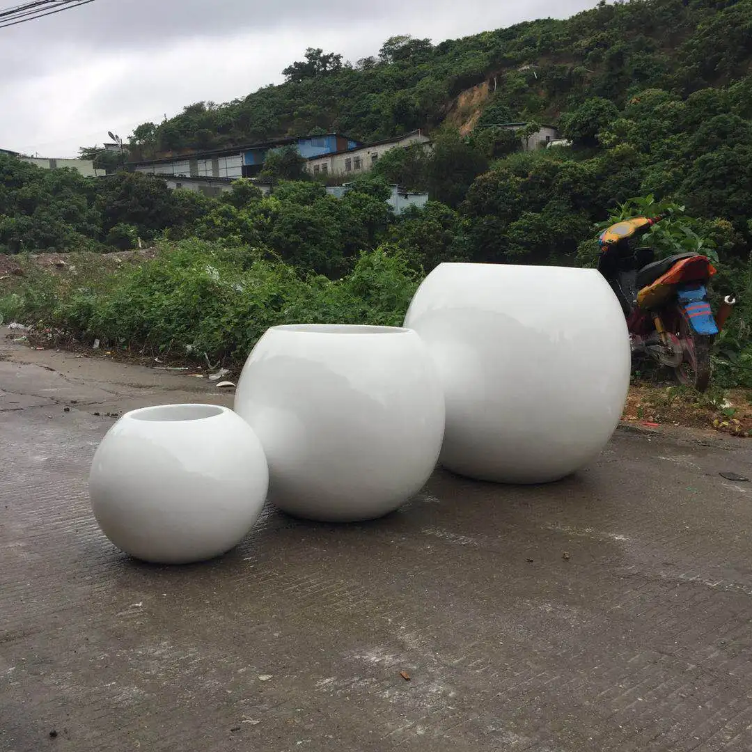 *Customized Fiberglass Flower Pots PLanters Indoor Outdoor Decor  Shopping Mall  Artificial Flower Pots Sets