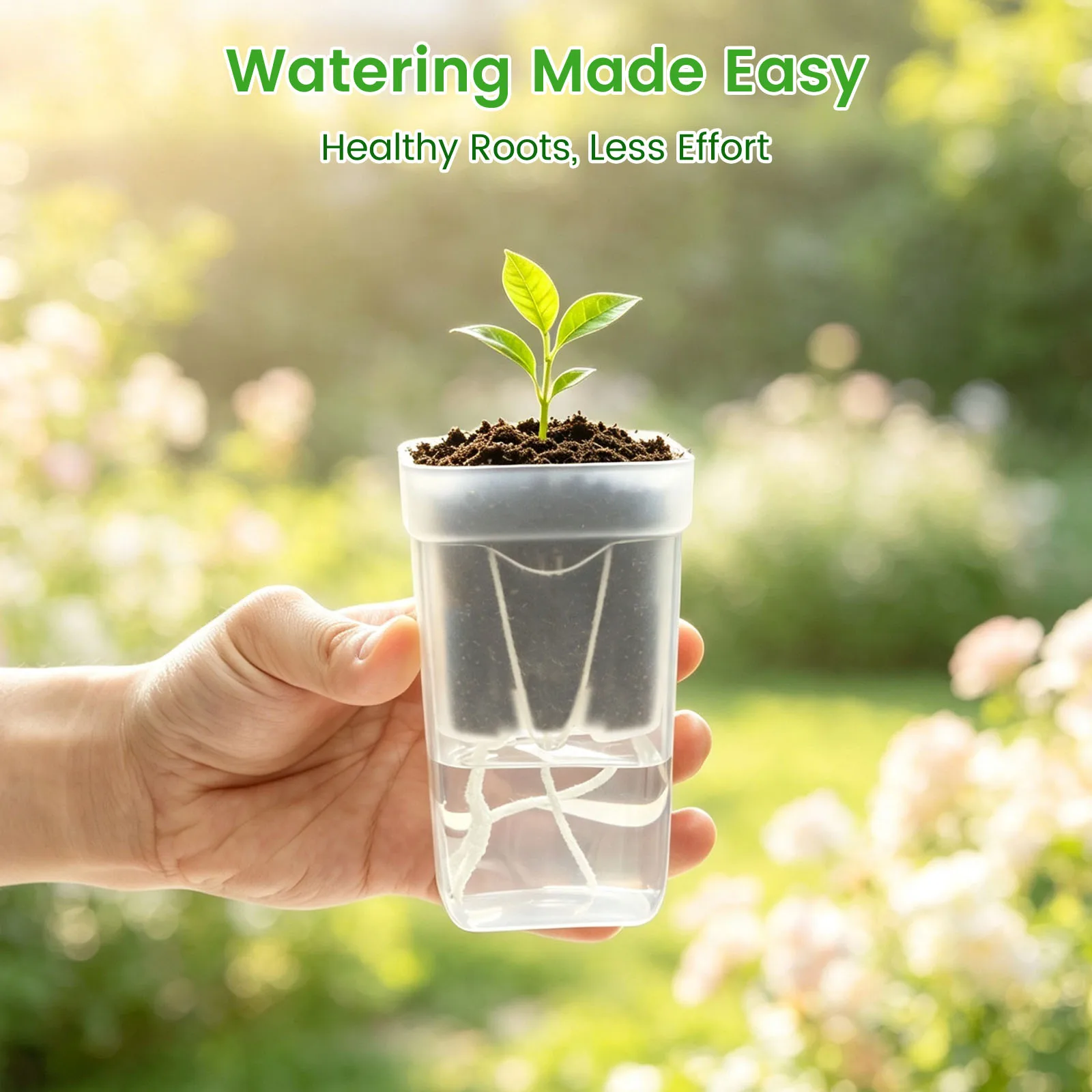 12 Pcs Self Watering Plant Pot Planter Drainage Holes Transparent Seedling Propagation Container Garden Nursery Pot
